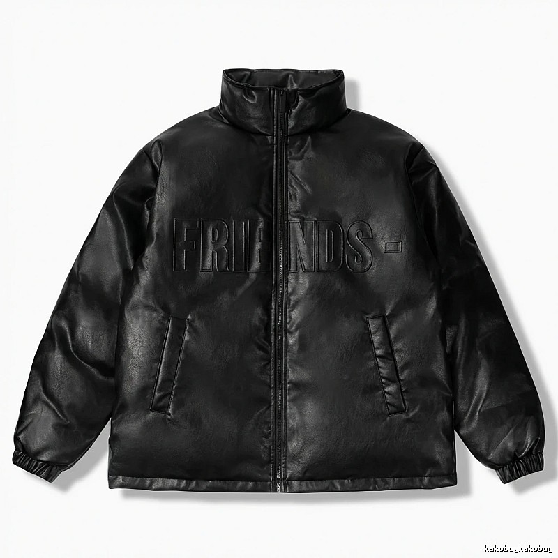 Vlone black trendy and cool style cotton-padded jacket
