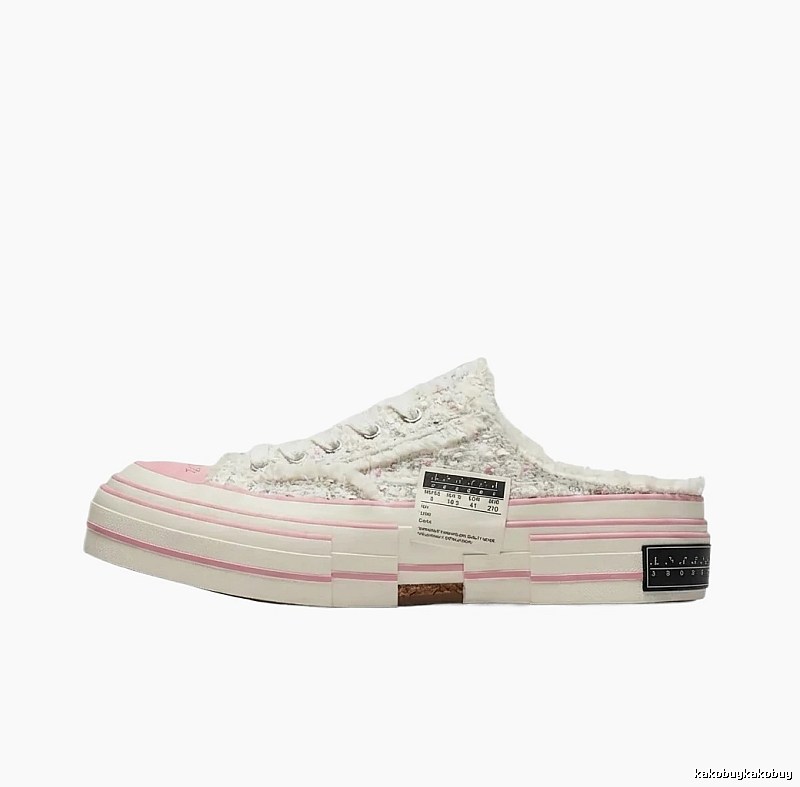 Xvessel casual style white and pink slippers